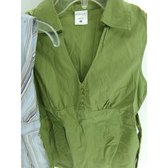 Lot of 2 Motherhood Maternity Collared Sleveless tank top size S green and blue - Picture 3 of 8
